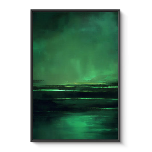 Abstract Minimalist Wall Art Framed Canvas Print - "Abyssal Dawn"