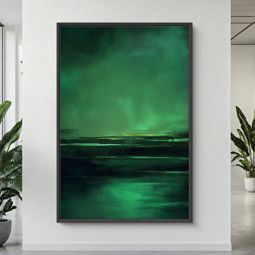 Abstract Minimalist Wall Art Framed Canvas Print - "Abyssal Dawn"