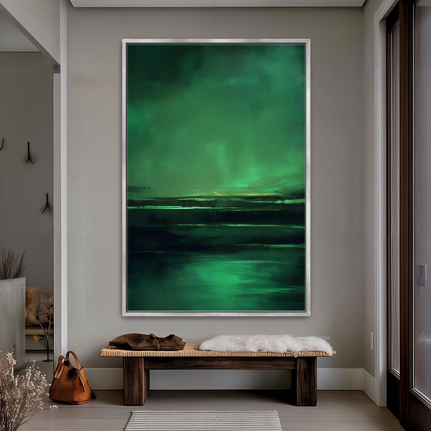 Abstract Minimalist Wall Art Framed Canvas Print - "Abyssal Dawn"