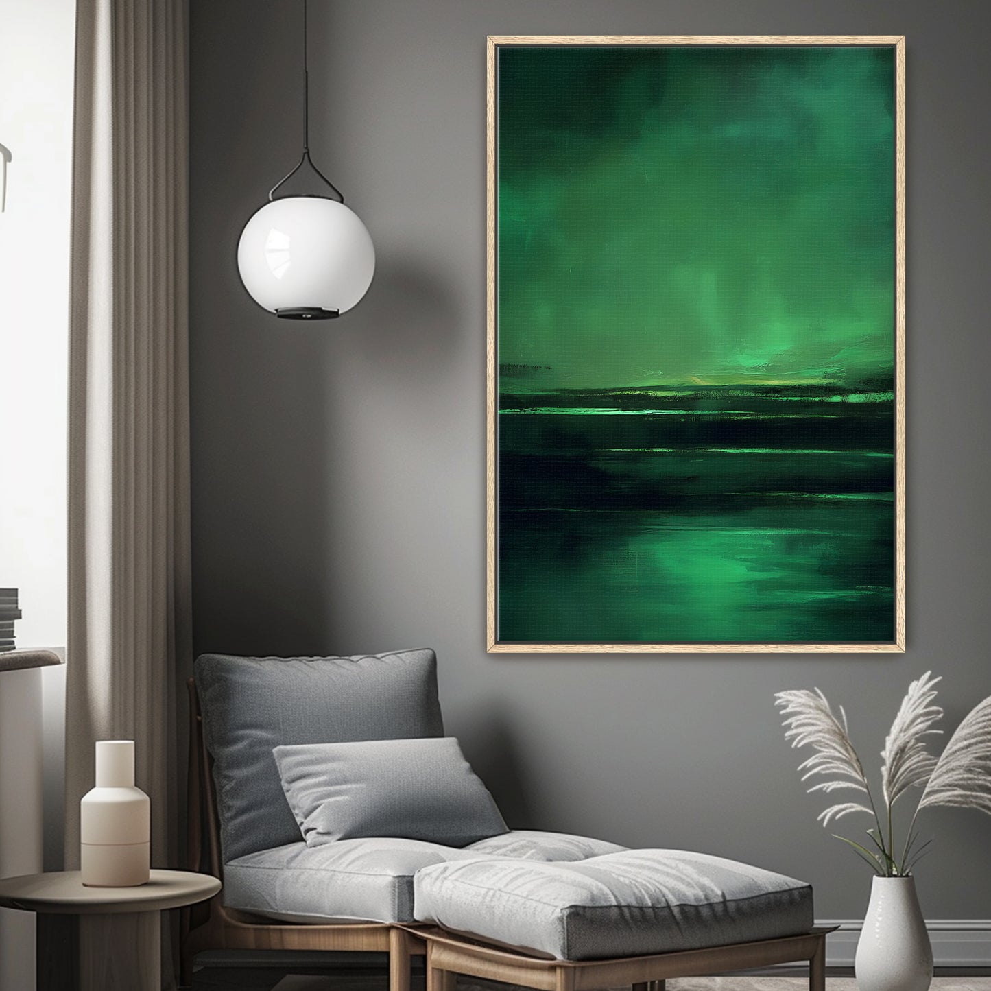Abstract Minimalist Wall Art Framed Canvas Print - "Abyssal Dawn"
