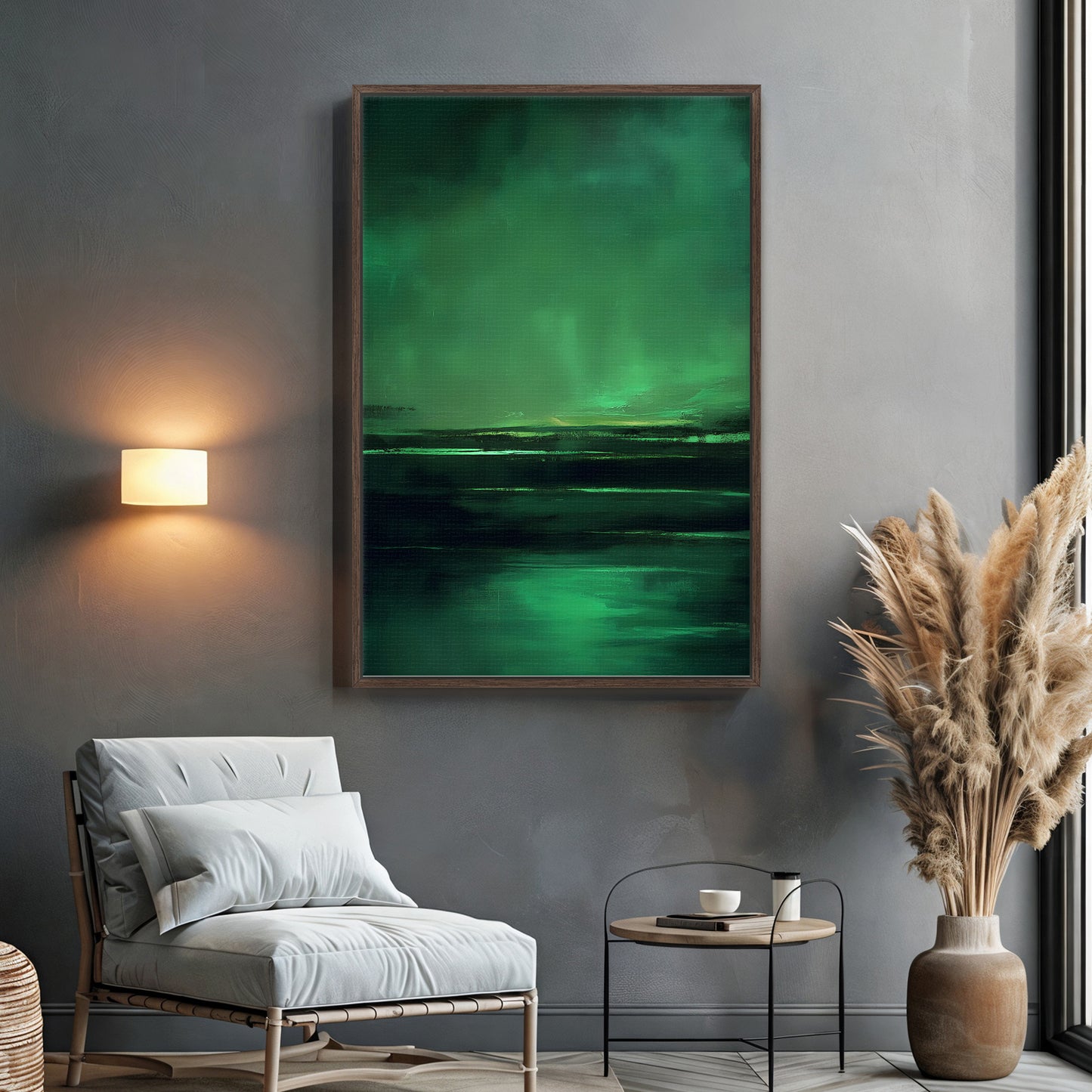 Abstract Minimalist Wall Art Framed Canvas Print - "Abyssal Dawn"