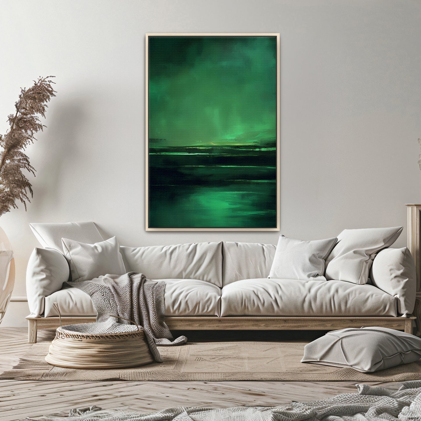 Abstract Minimalist Wall Art Framed Canvas Print - "Abyssal Dawn"