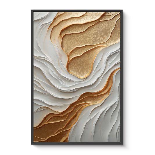 Modern Abstract Wall Art Framed Canvas Print - "Lustrous Strata"