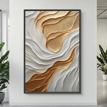 Modern Abstract Wall Art Framed Canvas Print - "Lustrous Strata"