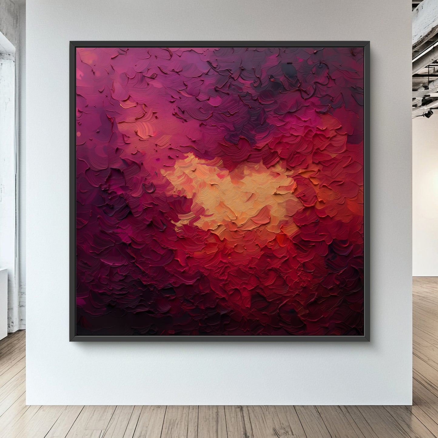 Abstract Wall Art Framed Canvas Print - "Velvet Inferno"