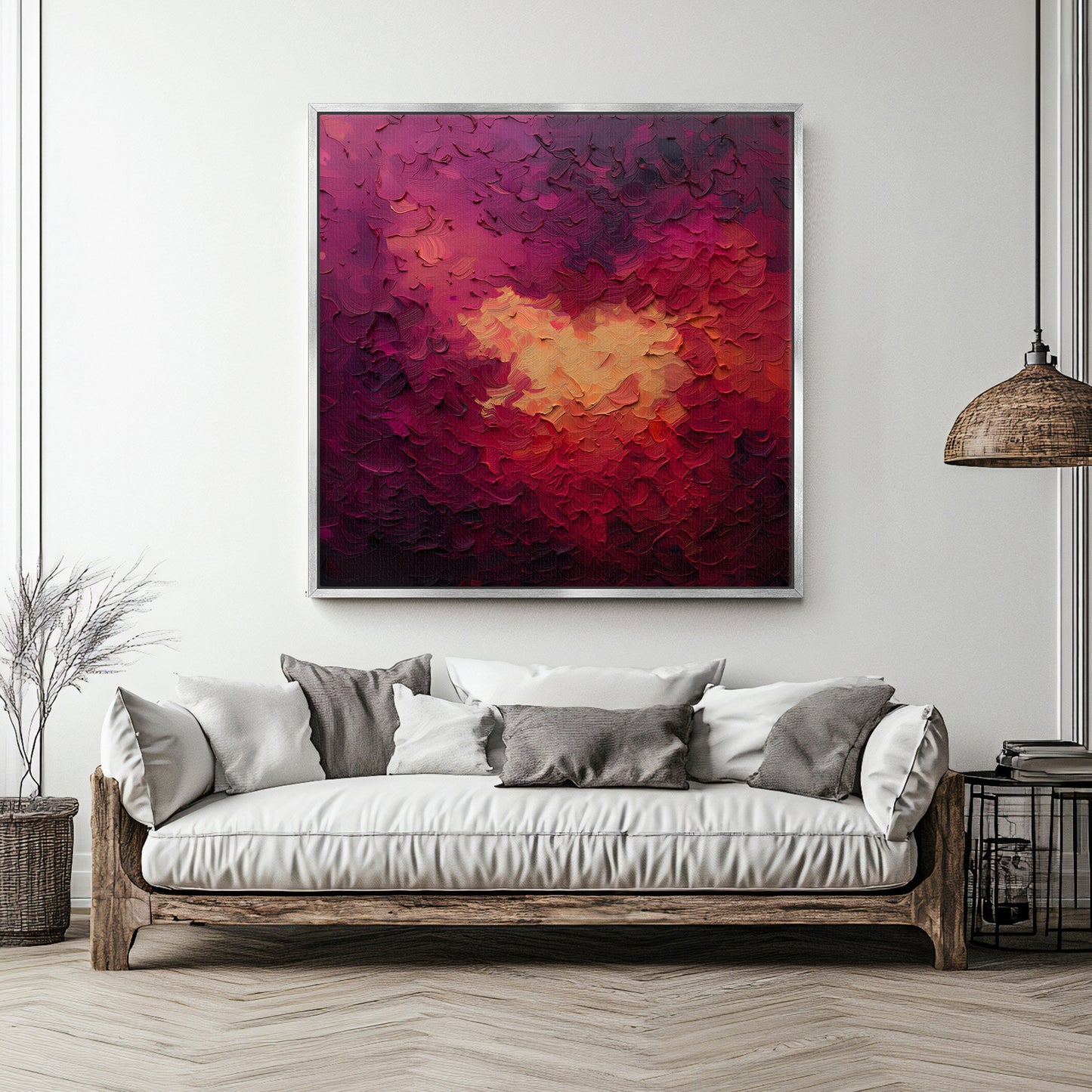 Abstract Wall Art Framed Canvas Print - "Velvet Inferno"