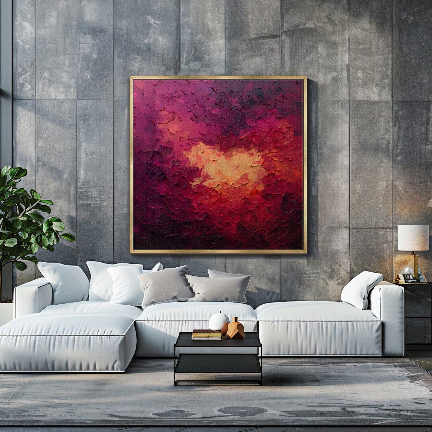 Abstract Wall Art Framed Canvas Print - "Velvet Inferno"