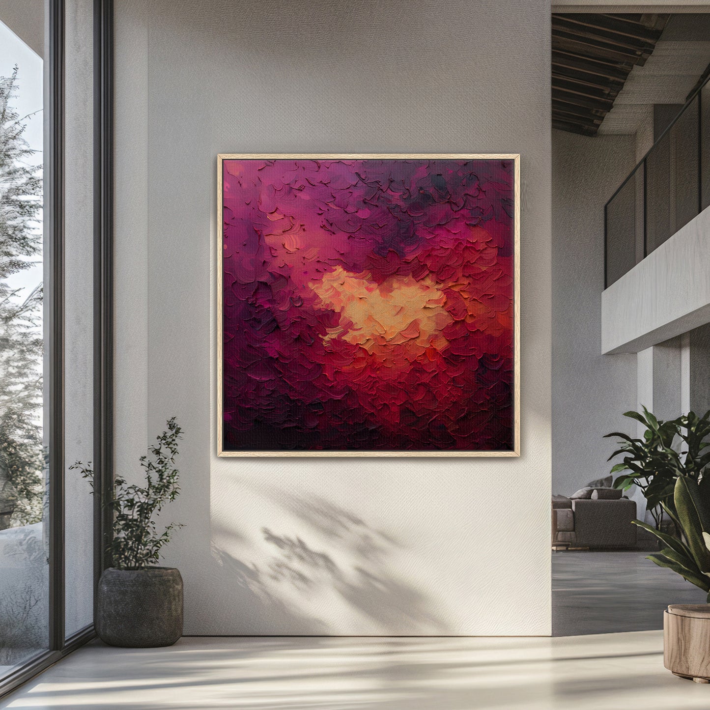 Abstract Wall Art Framed Canvas Print - "Velvet Inferno"