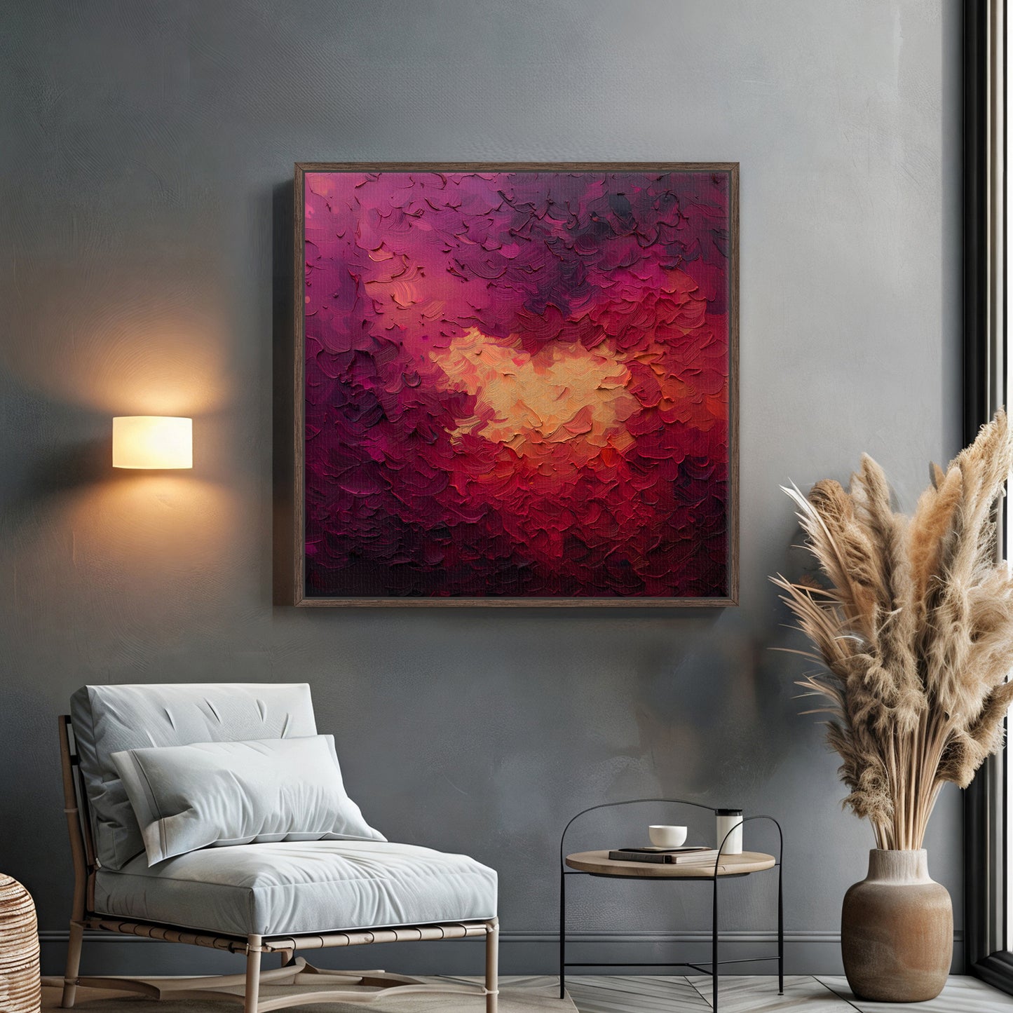 Abstract Wall Art Framed Canvas Print - "Velvet Inferno"