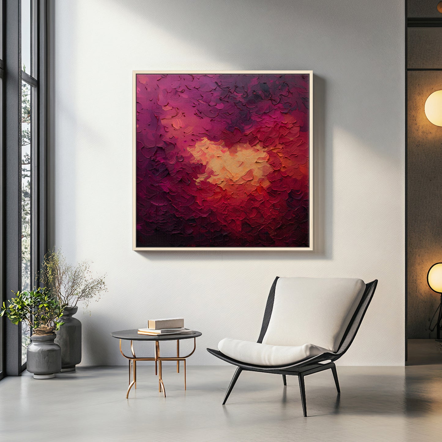 Abstract Wall Art Framed Canvas Print - "Velvet Inferno"