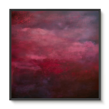 Abstract Minimalist Wall Art Framed Canvas Print - "Crimson Veil"