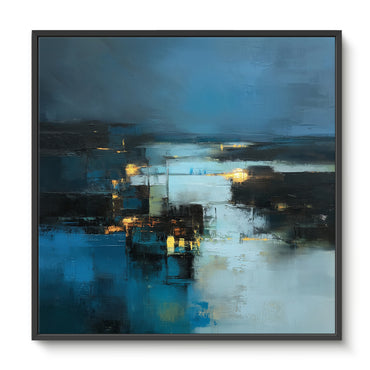 Abstract Wall Art Framed Canvas Print - "Harbor Lights"