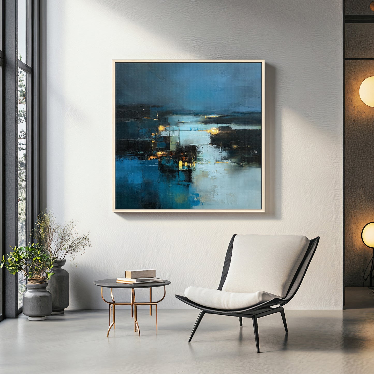 Abstract Wall Art Framed Canvas Print - "Harbor Lights"