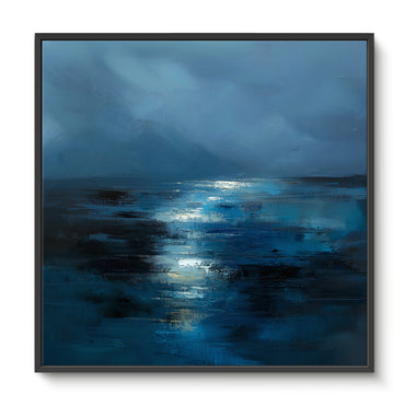 Abstract Wall Art Framed Canvas Print - "Midnight Tide"