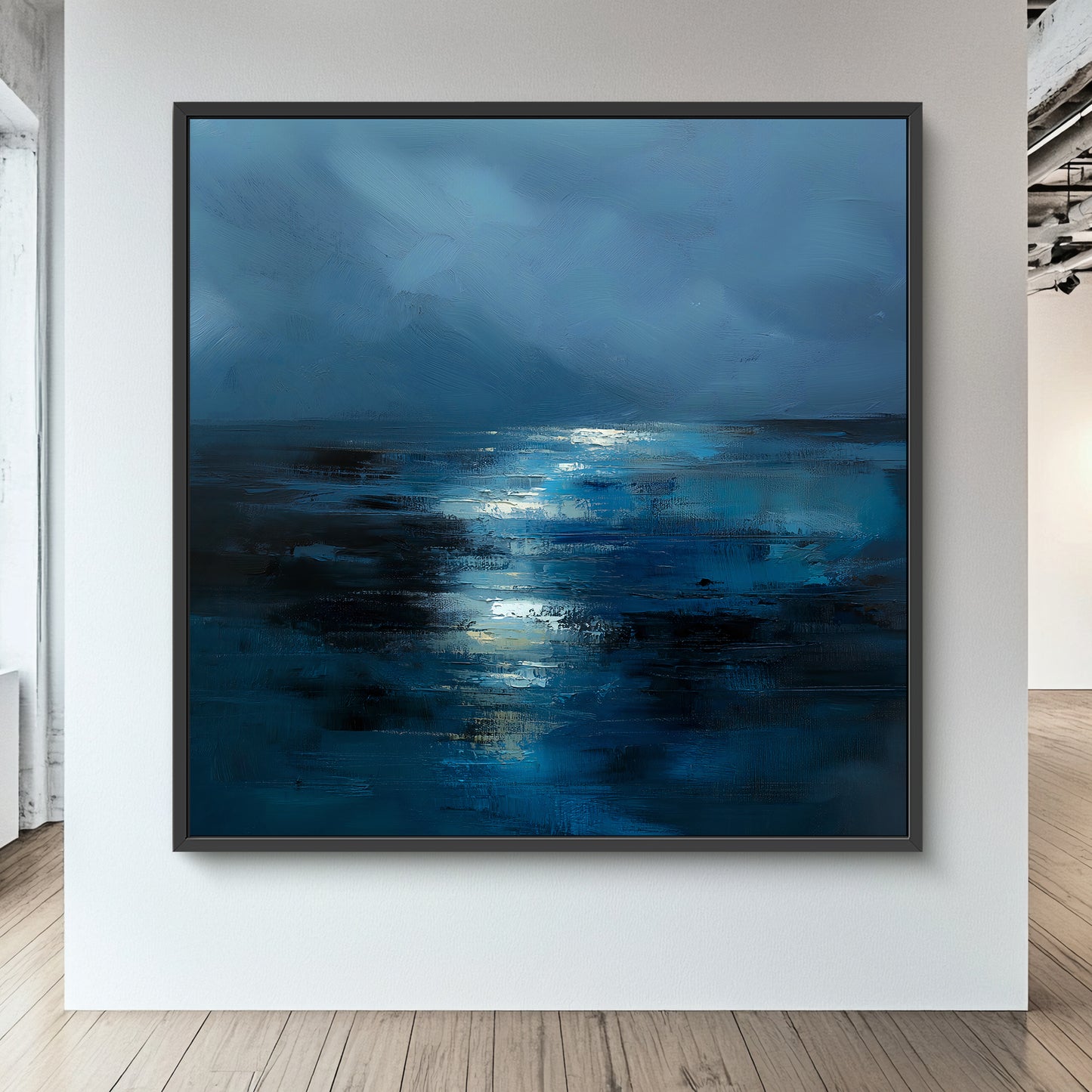 Abstract Wall Art Framed Canvas Print - "Midnight Tide"