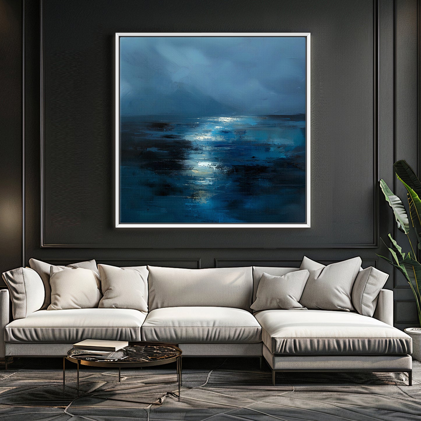 Abstract Wall Art Framed Canvas Print - "Midnight Tide"