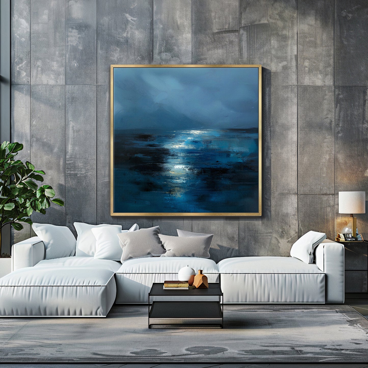 Abstract Wall Art Framed Canvas Print - "Midnight Tide"