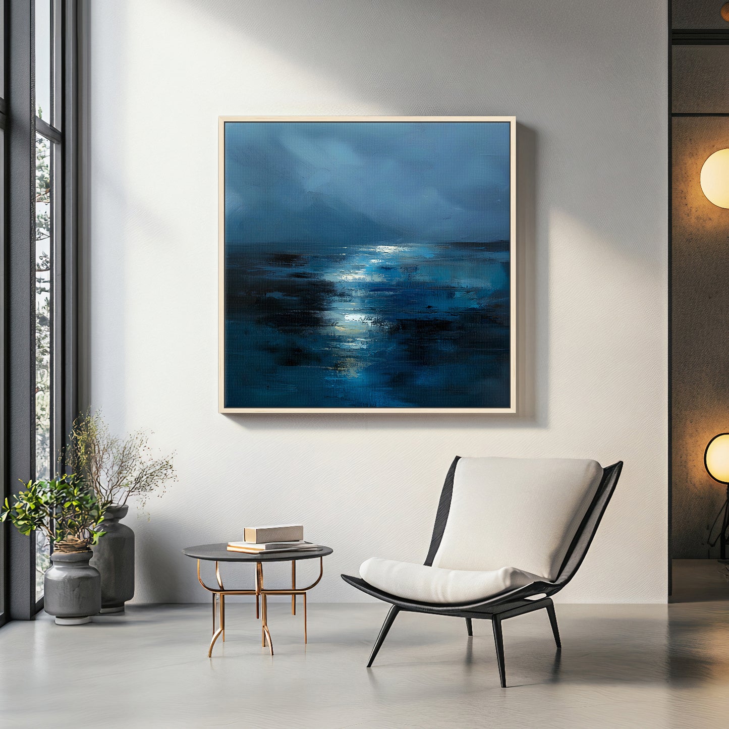 Abstract Wall Art Framed Canvas Print - "Midnight Tide"