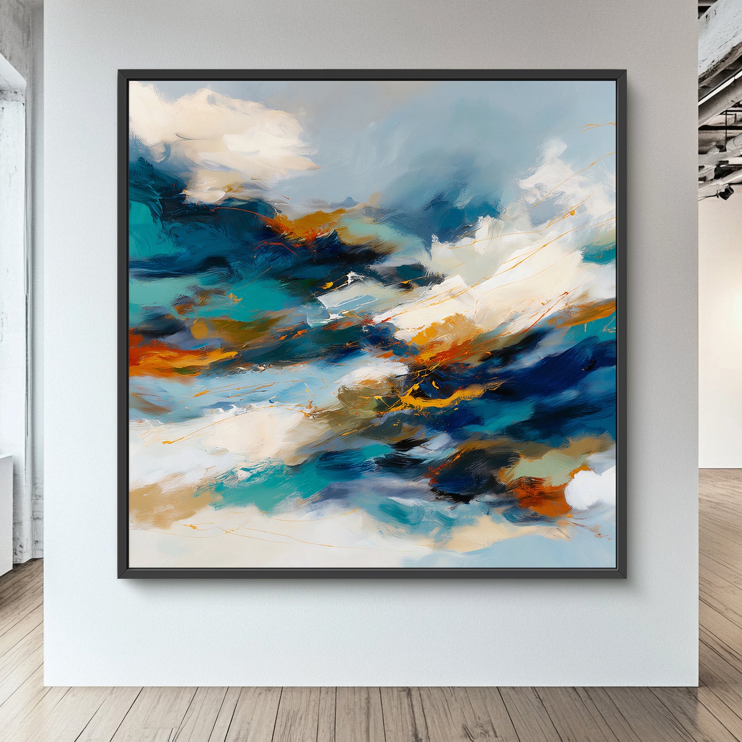 Abstract Wall Art Framed Canvas Print - "Elemental Flow"