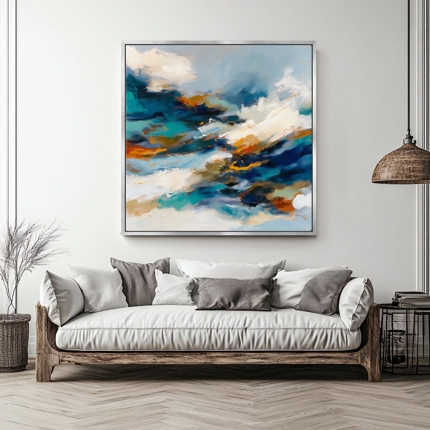 Abstract Wall Art Framed Canvas Print - "Elemental Flow"