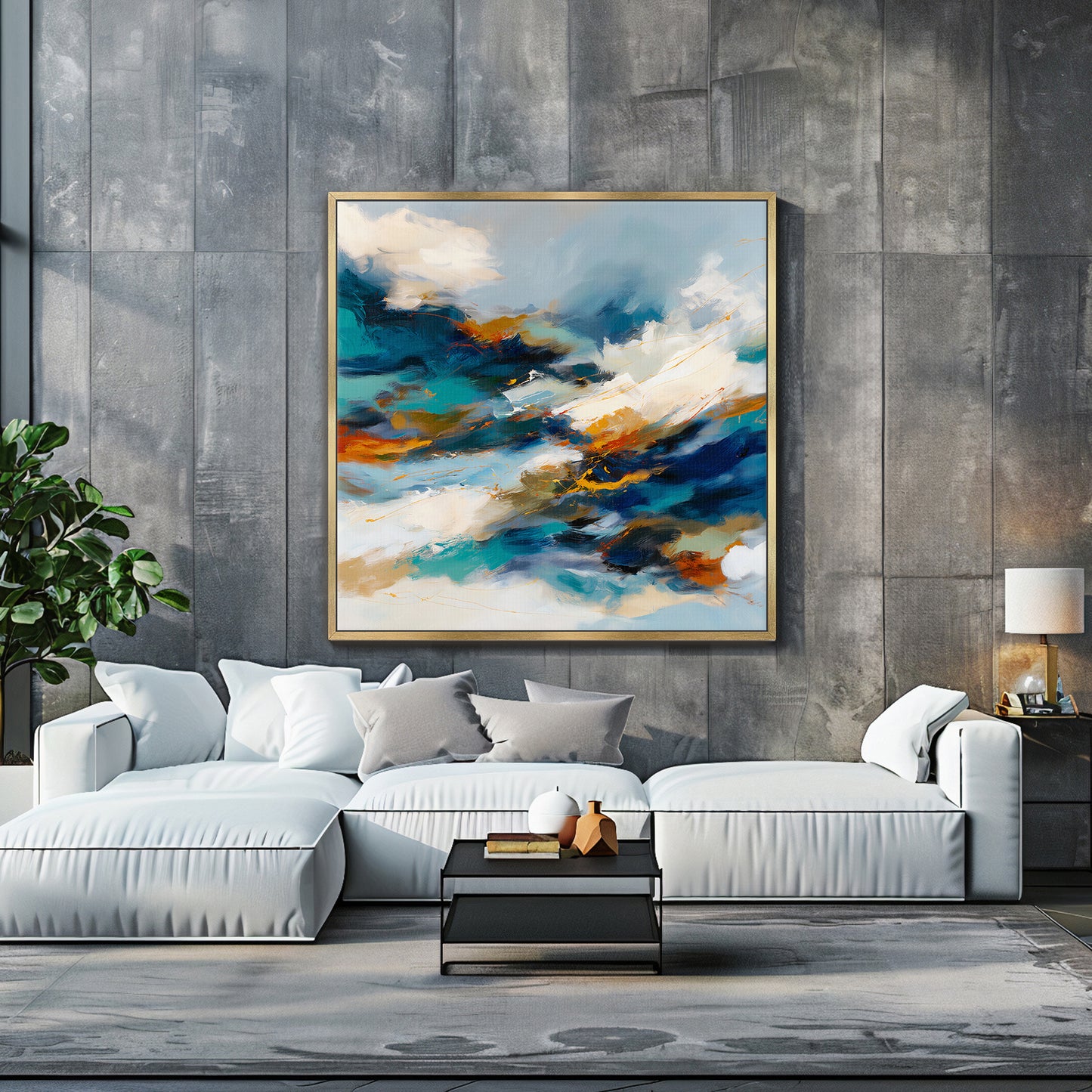 Abstract Wall Art Framed Canvas Print - "Elemental Flow"