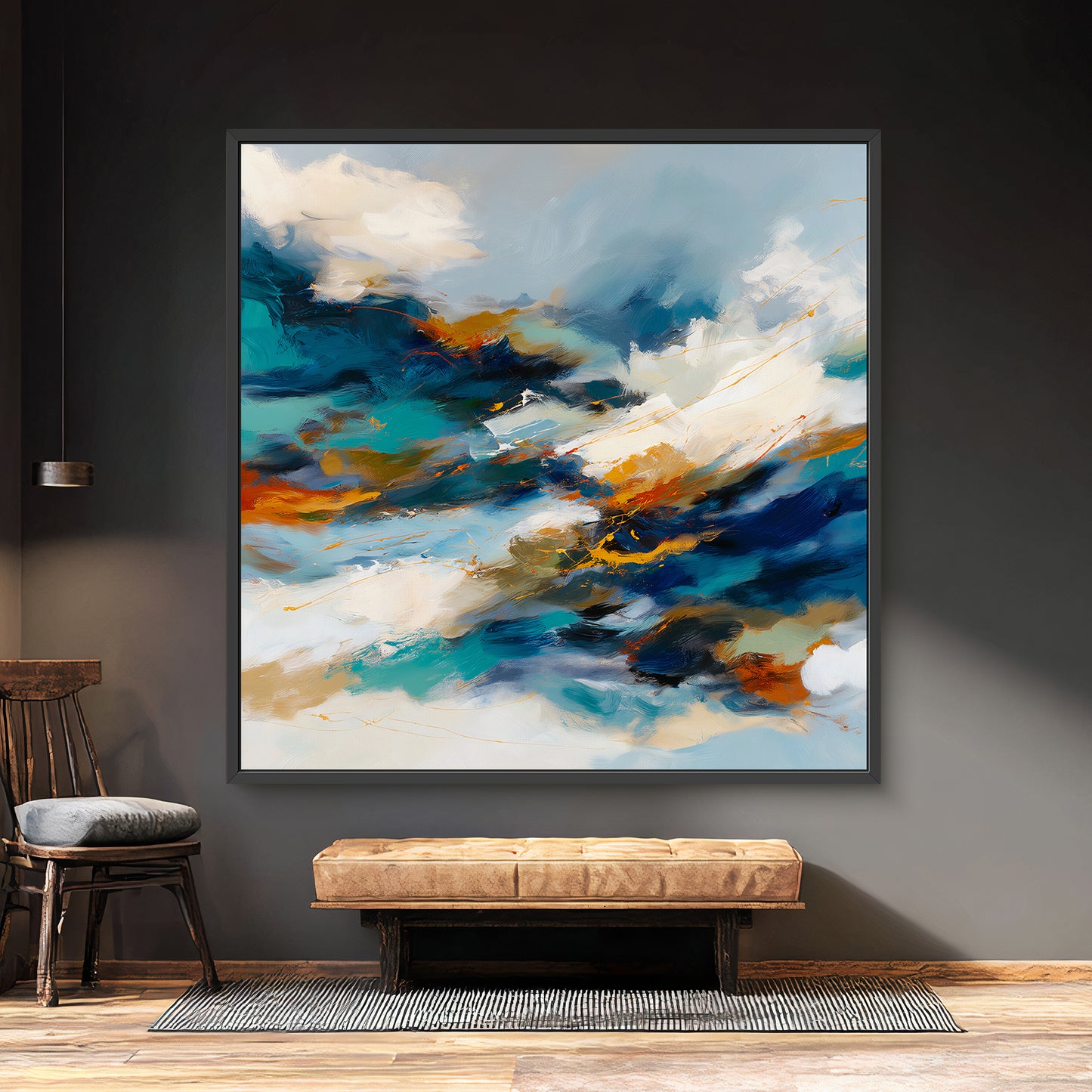Abstract Wall Art Framed Canvas Print - "Elemental Flow"