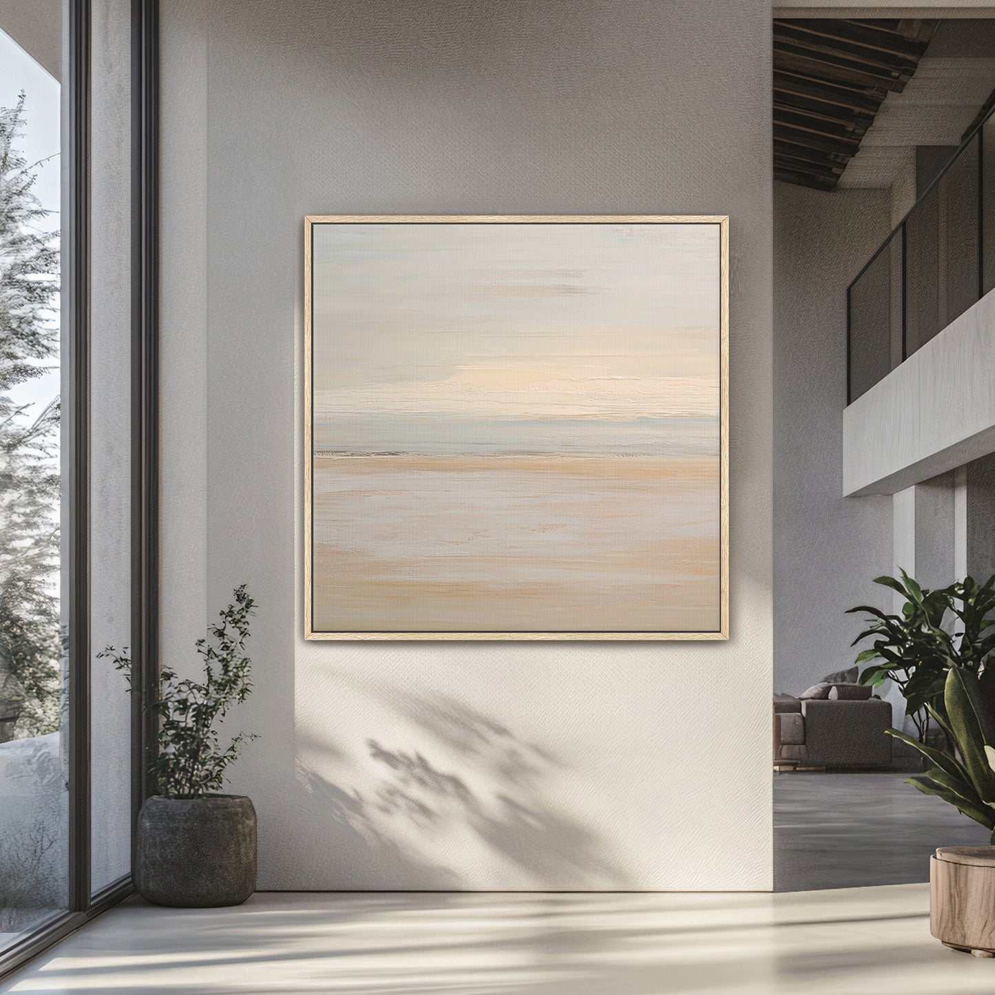 Abstract Minimalist Wall Art Framed Canvas Print - "Silent Sands"