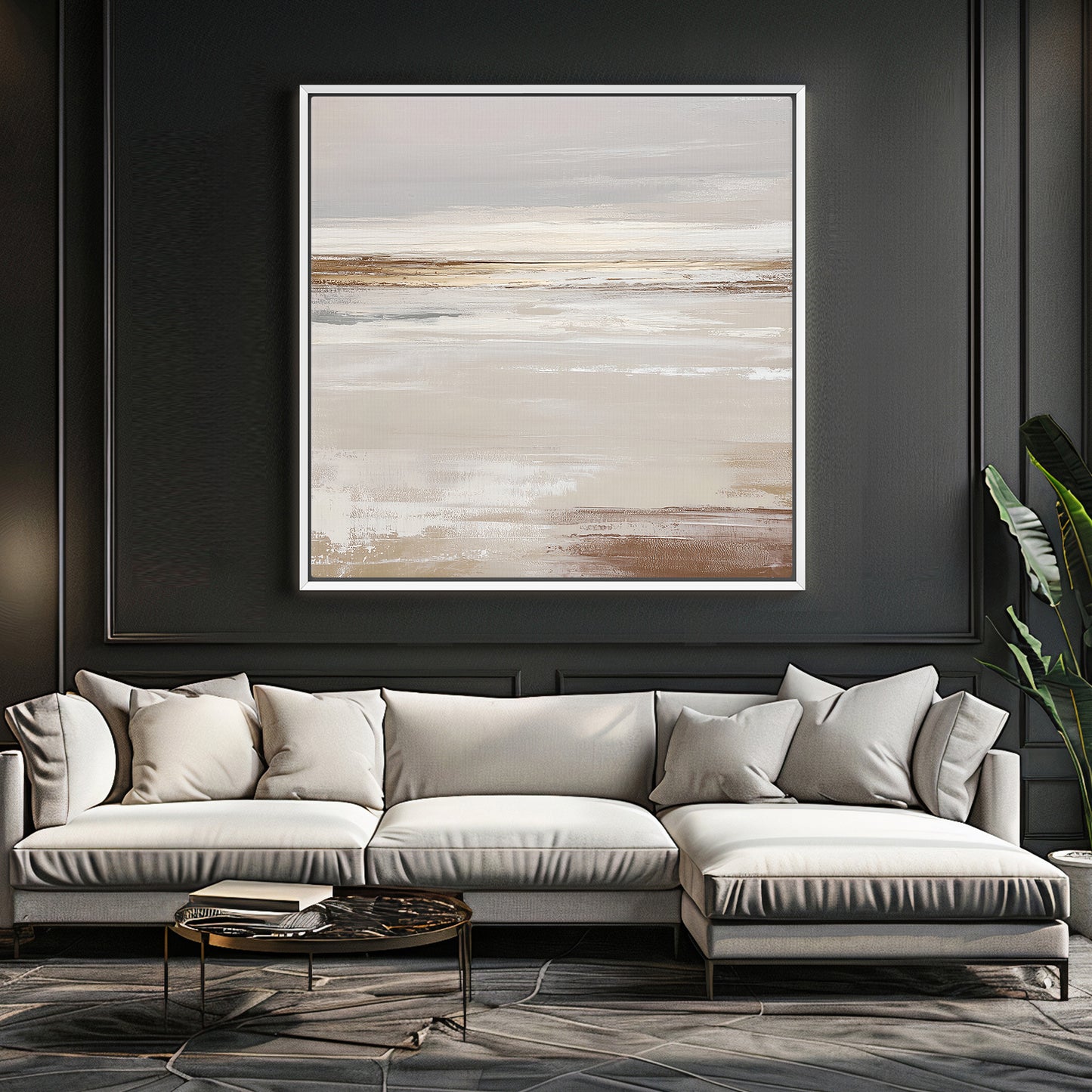 Abstract Minimalist Wall Art Framed Canvas Print - "Desert Calm"