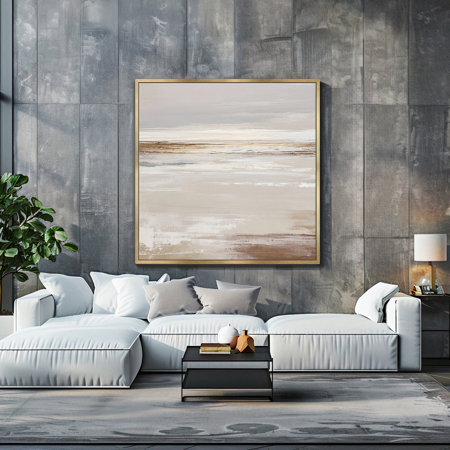 Abstract Minimalist Wall Art Framed Canvas Print - "Desert Calm"