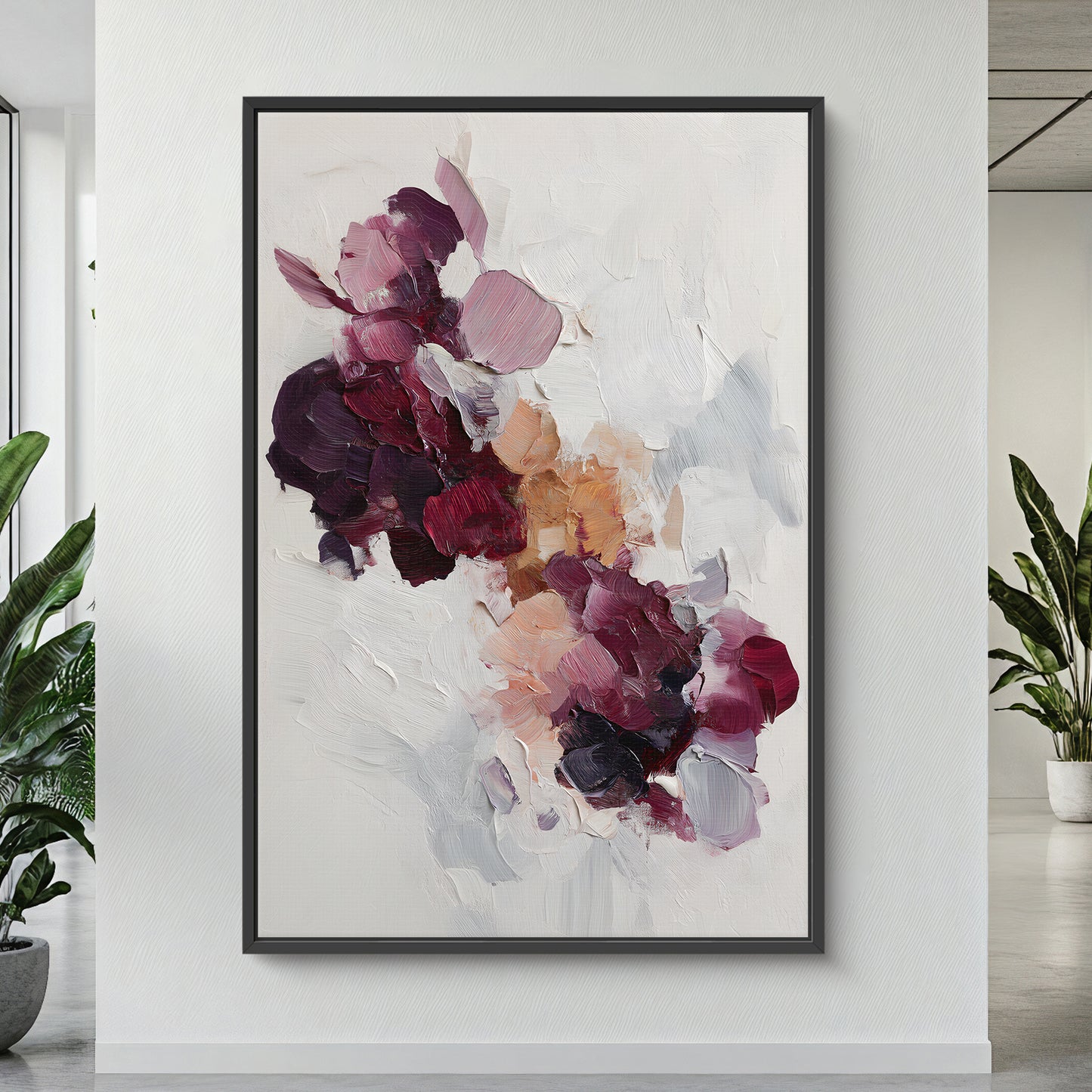 Abstract Floral Framed Canvas Wall Art - "Wild Bloom"