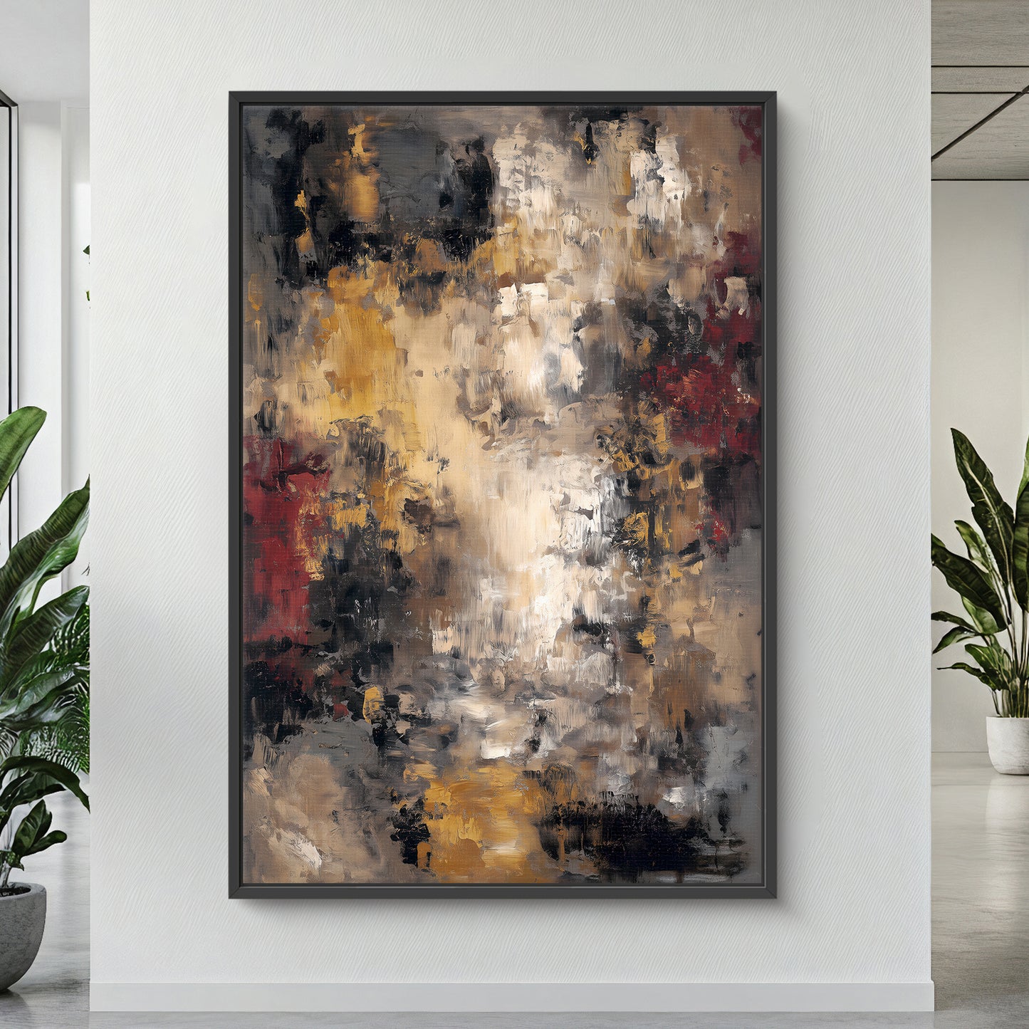 Abstract Modern Framed Canvas Wall Art - "Urban Patina"