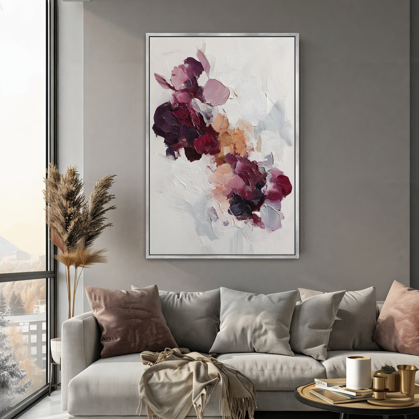 Abstract Floral Framed Canvas Wall Art - "Wild Bloom"