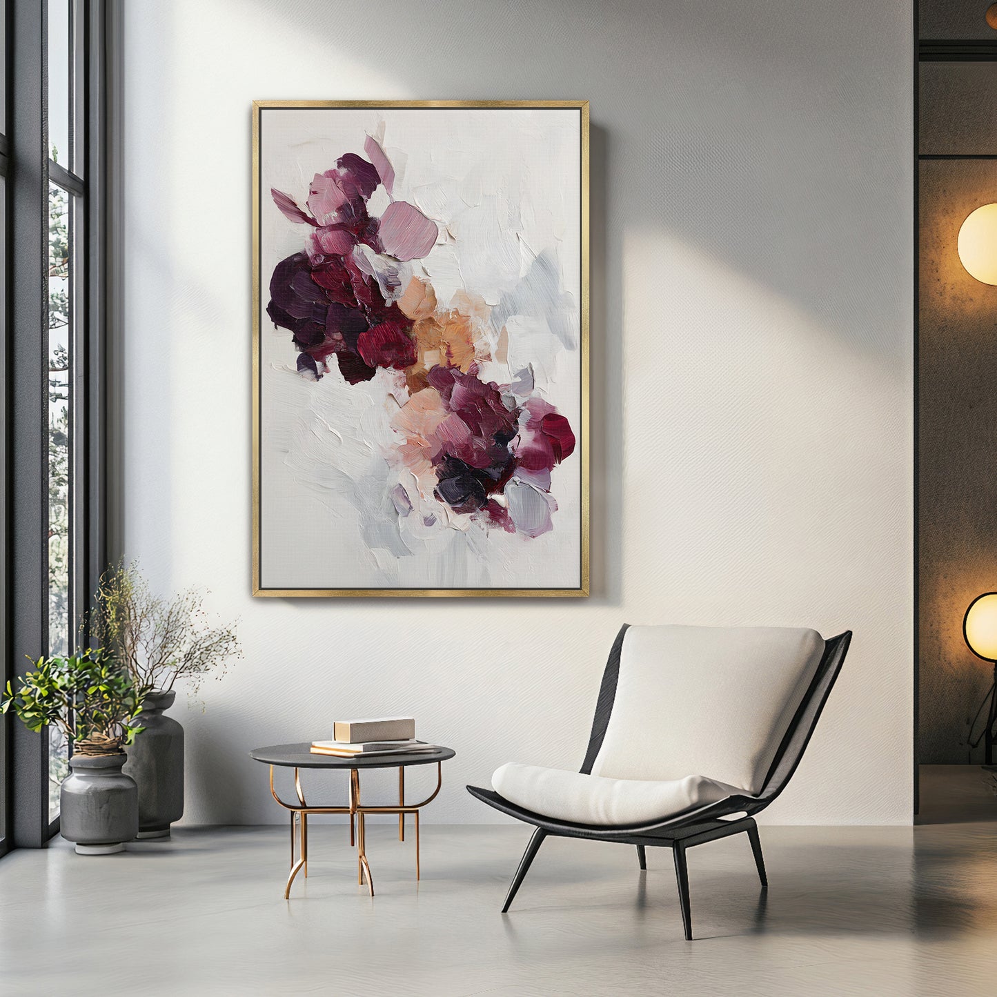 Abstract Floral Framed Canvas Wall Art - "Wild Bloom"
