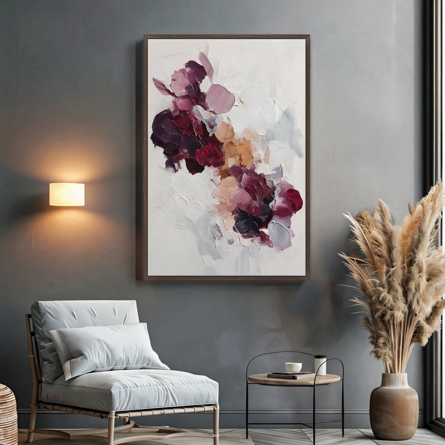 Abstract Floral Framed Canvas Wall Art - "Wild Bloom"
