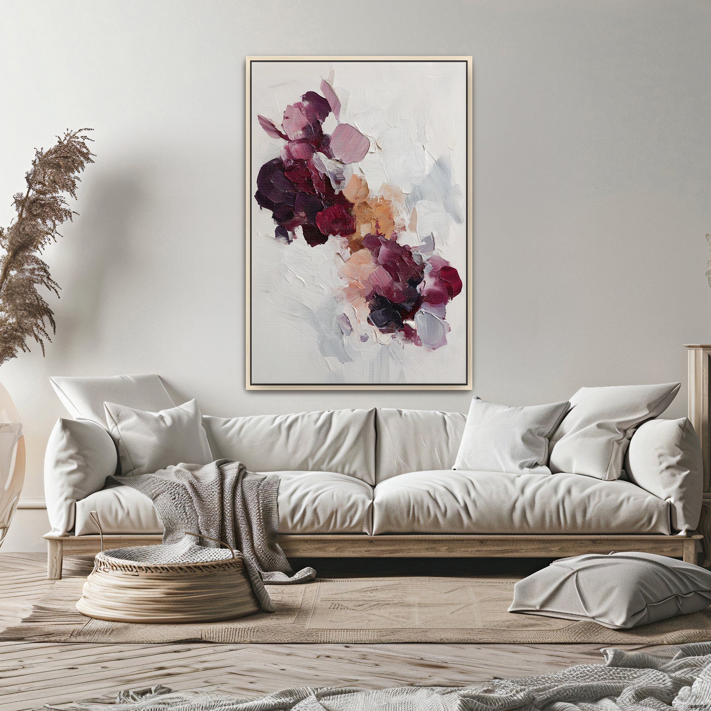 Abstract Floral Framed Canvas Wall Art - "Wild Bloom"