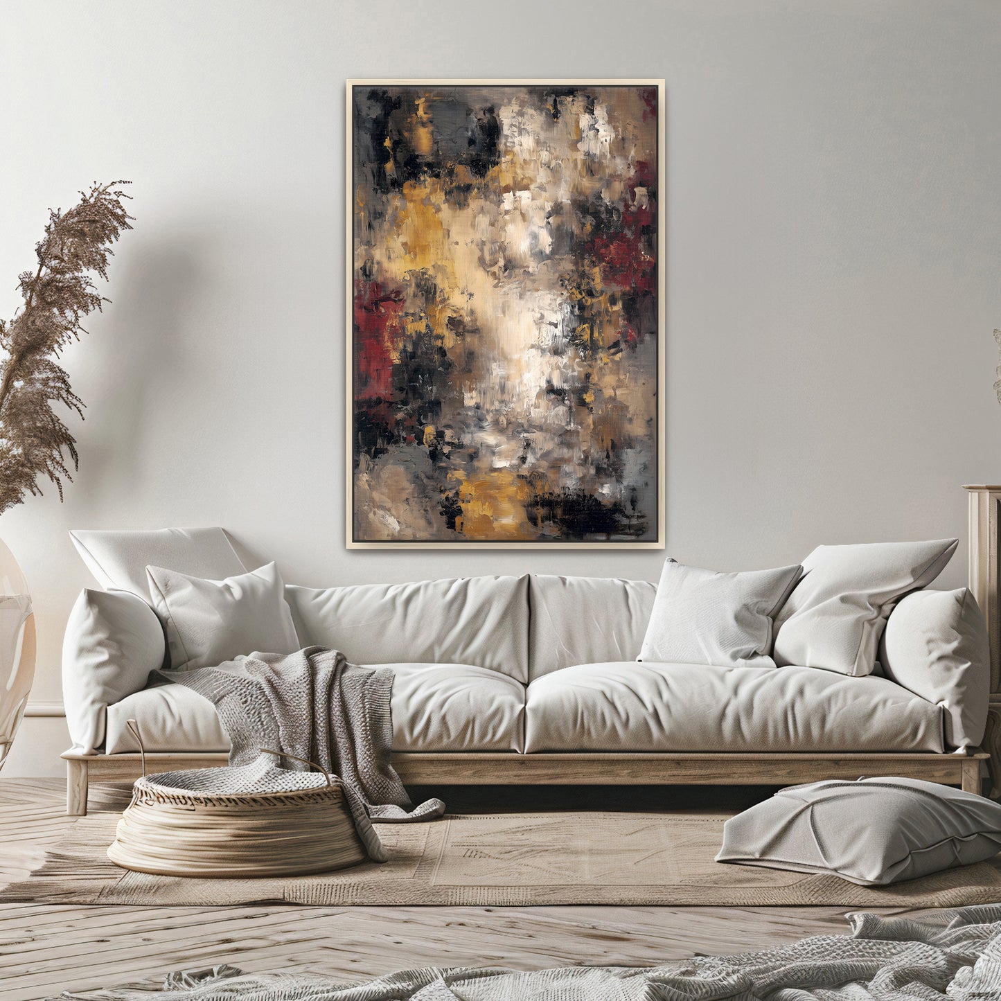 Abstract Modern Framed Canvas Wall Art - "Urban Patina"