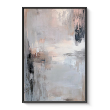 Abstract art print in a black frame on a white background