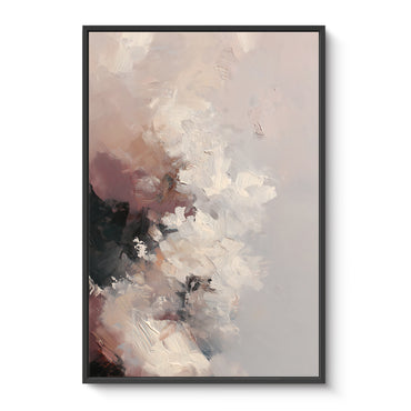 Abstract painting with soft colors and a black frame on a white background