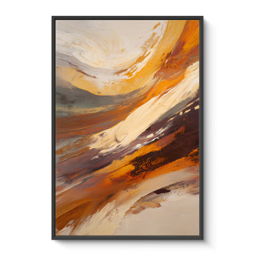Modern Abstract Framed Canvas Wall Art - "Terra Swirl"