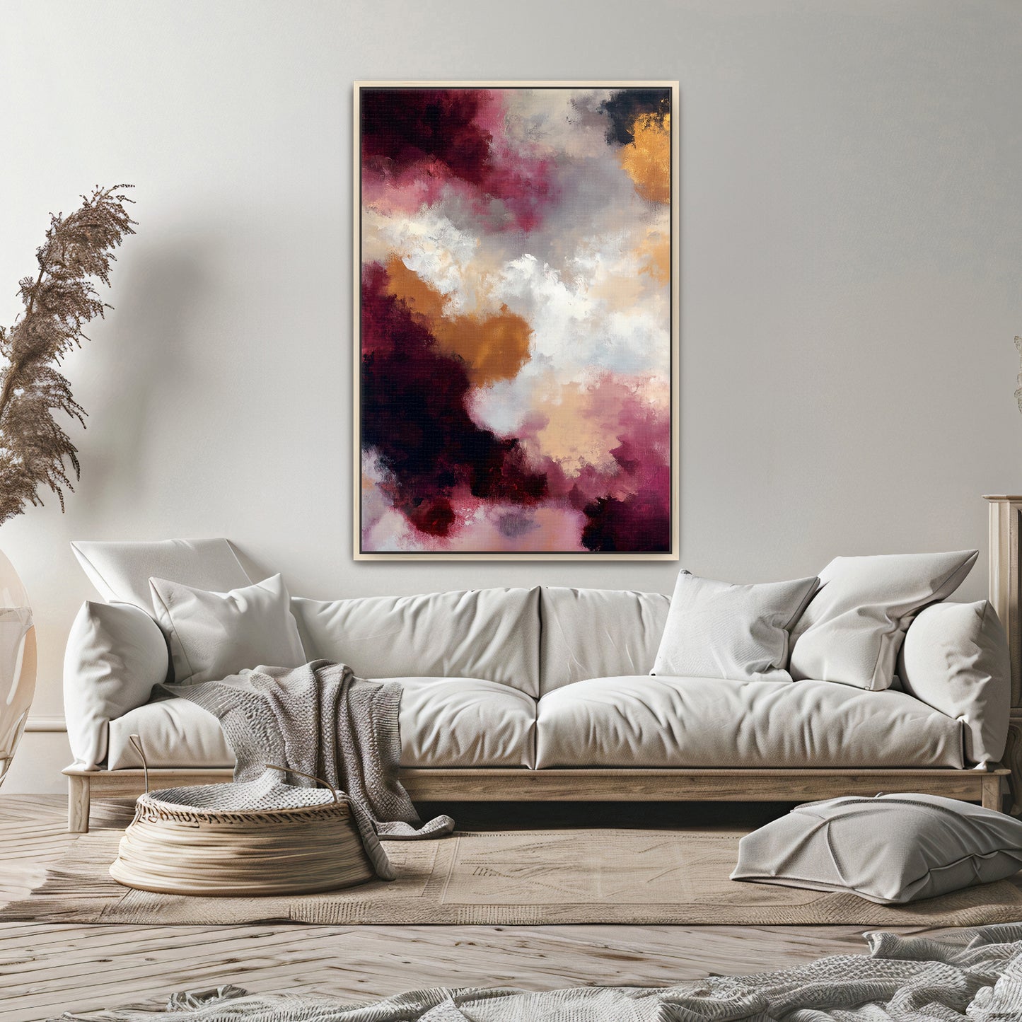 Abstract Luxury Framed Canvas Wall Art - "Berry Nebula"
