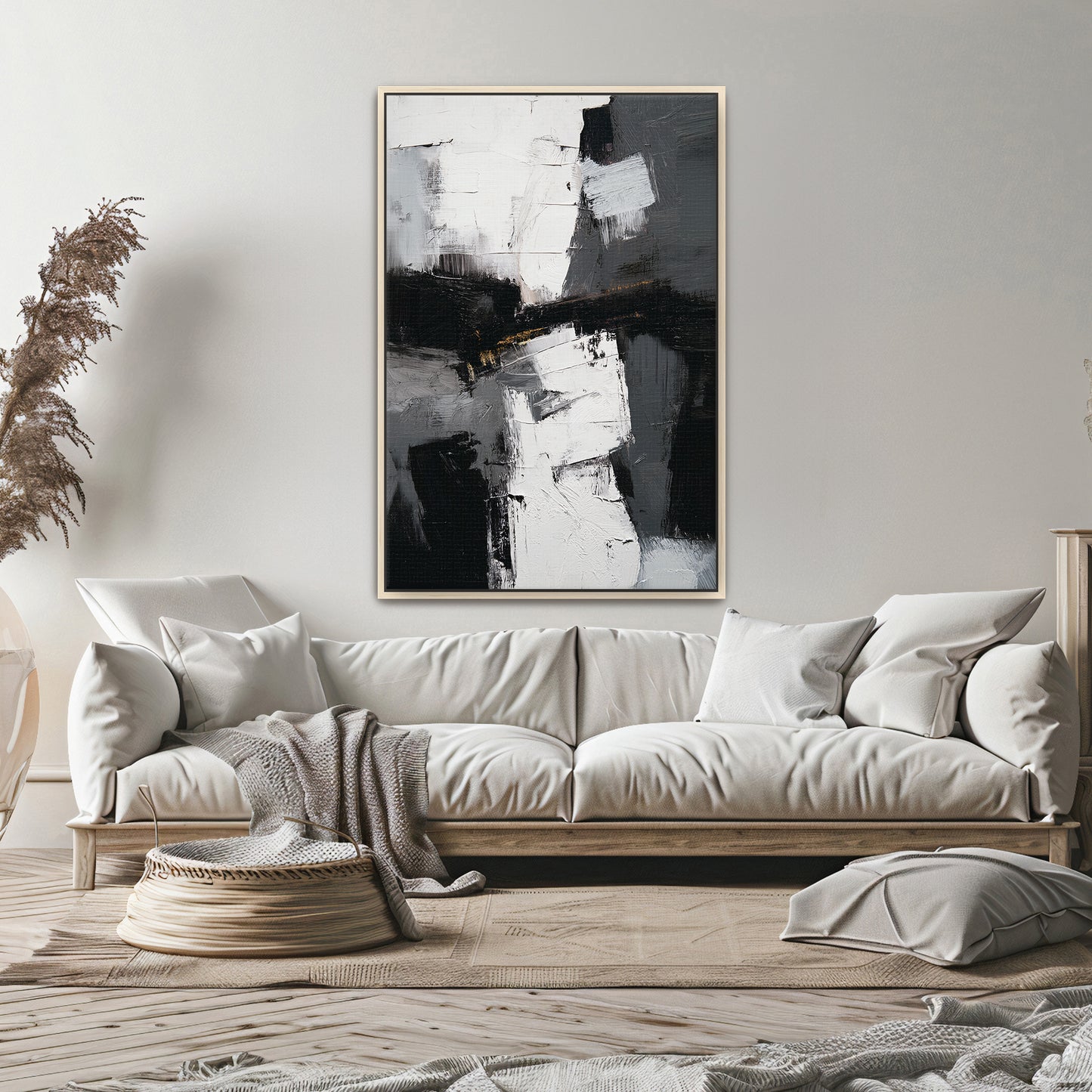 Abstract Geometric Framed Canvas Wall Art - "Urban Cipher"