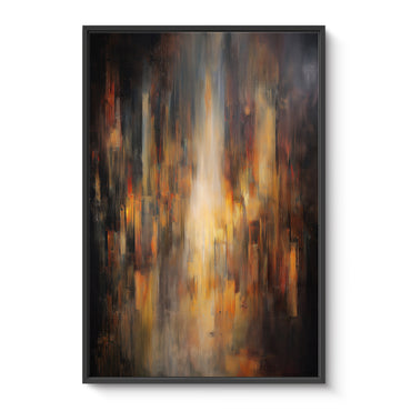 Luminous Abstract Framed Canvas Wall Art - "Emberfall"