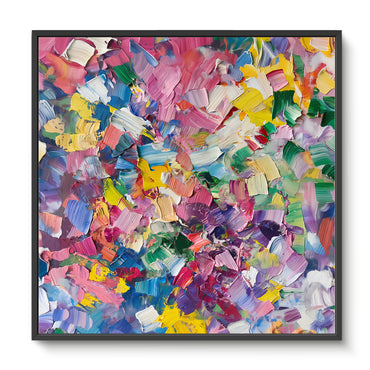 Colorful Abstract Artwork Framed Canvas Wall Art - "Jubilee Garden"