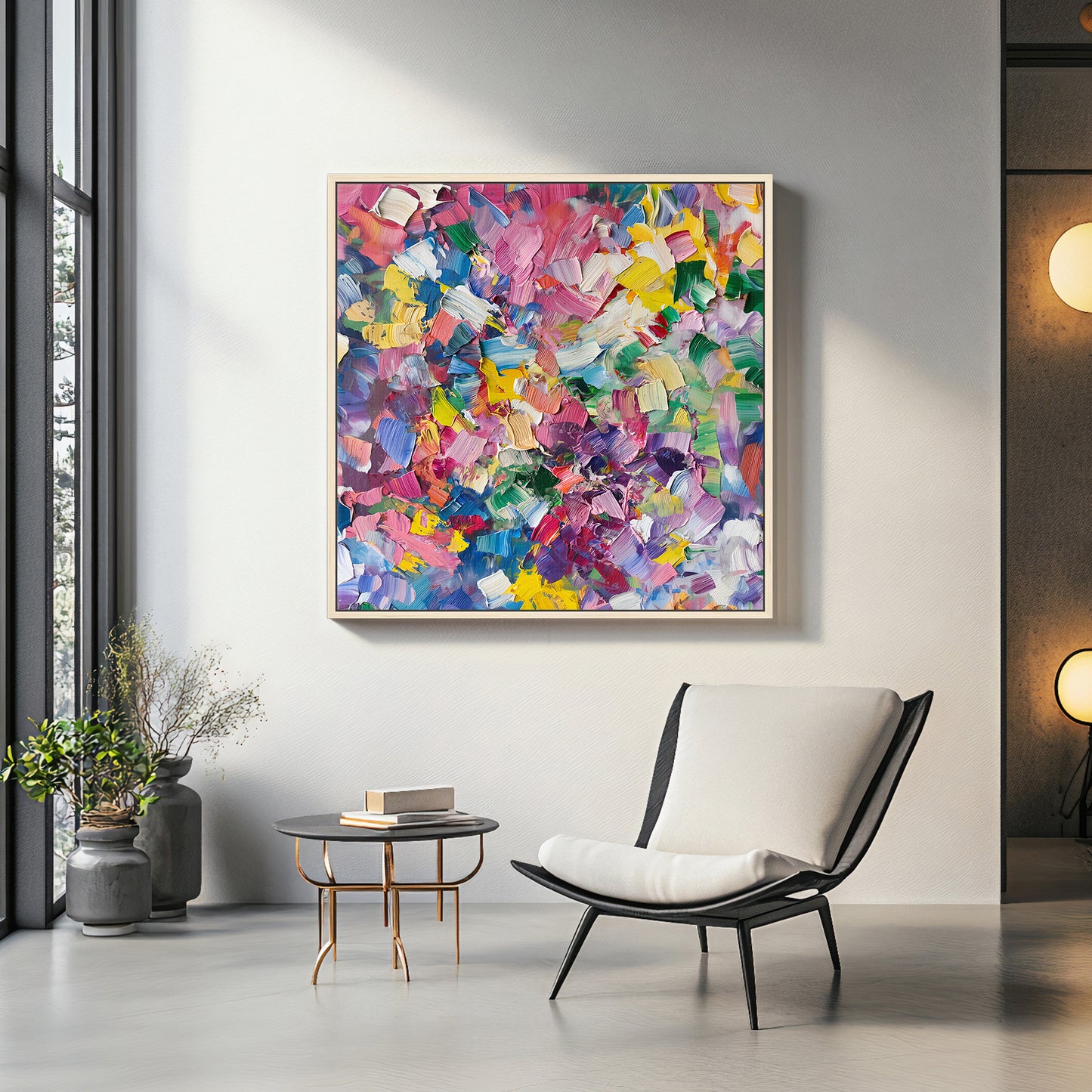 Colorful Abstract Artwork Framed Canvas Wall Art - "Jubilee Garden"