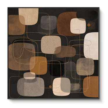 Mid-Century Modern Abstract Framed Canvas Wall Art – Retro Harmony