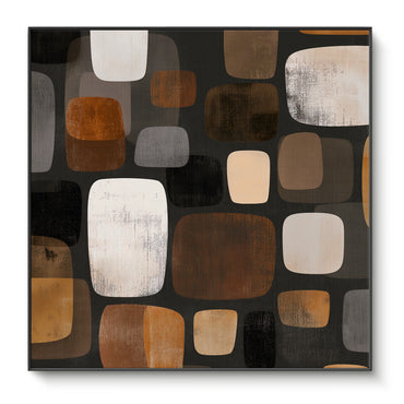 Abstract Framed Canvas Wall Art – River Stones