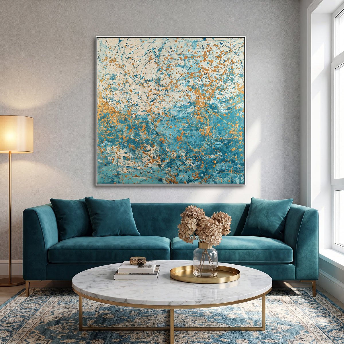 Abstract Framed Canvas Wall Art – Sea Spark
