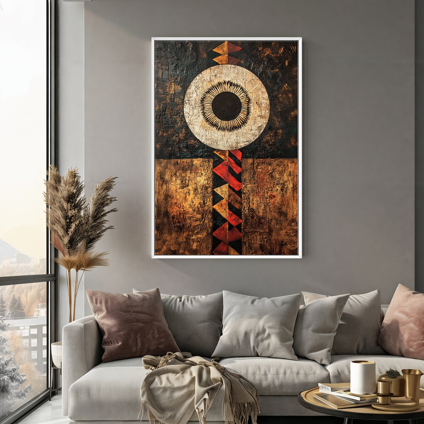African Abstract Art Framed Canvas Print - "Terra Aether"