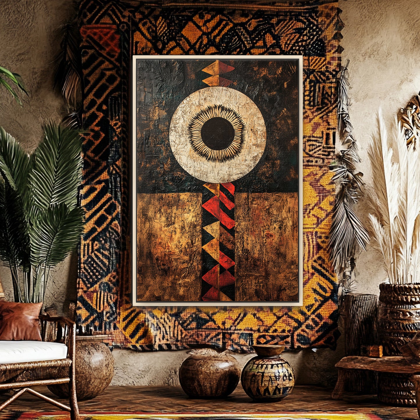 African Abstract Art Framed Canvas Print - "Terra Aether"