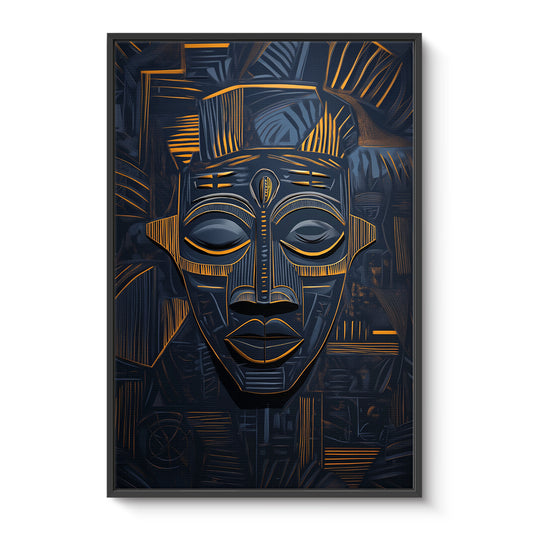 African Abstract Art Framed Canvas Print - "Echoes of Ancestry"